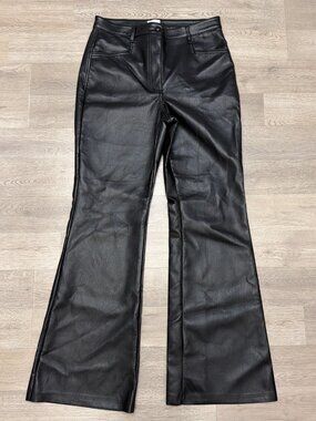 Wilfred Aritzia Faux Leather Flare Pants Black Size 10 Vegan High Rise